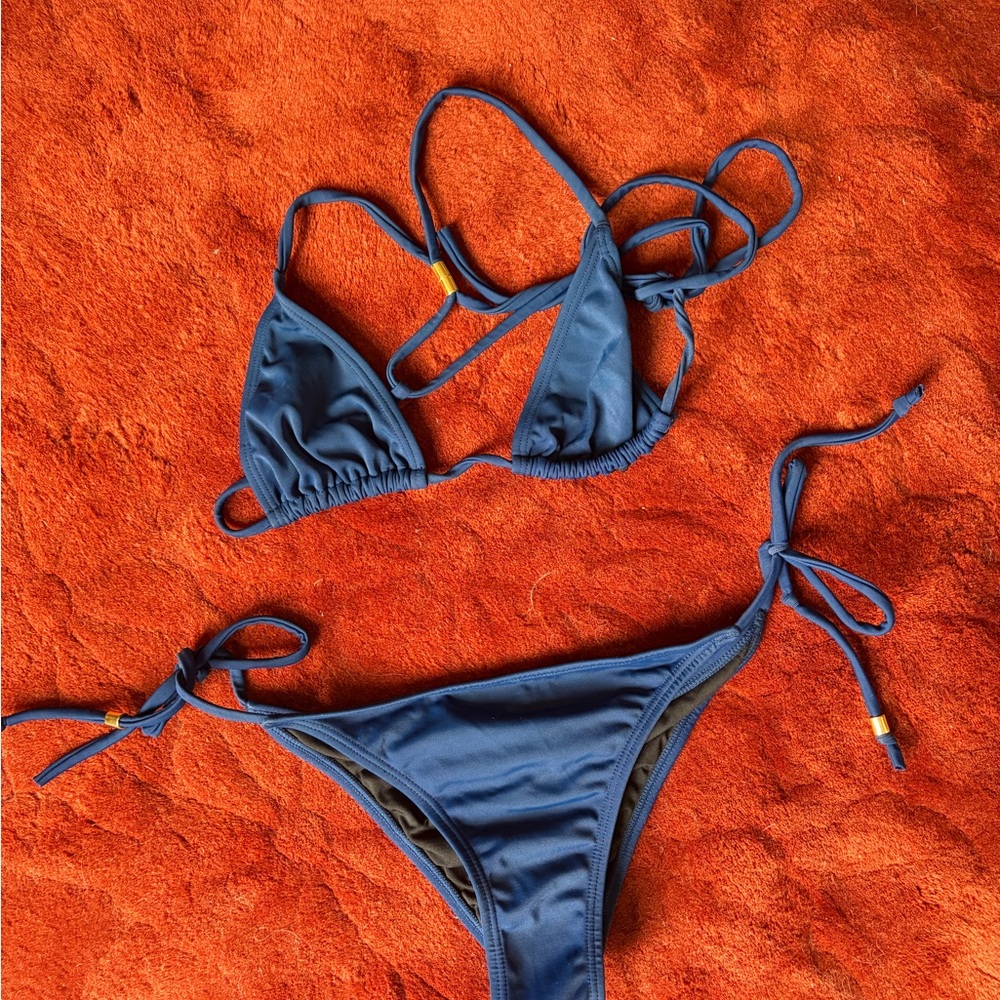Classic Blue Triangle String Bikini